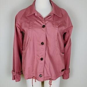 Roxy Dream Way Jacket Salmon Size M Button Front‎ Pockets Drawstring Soft Light